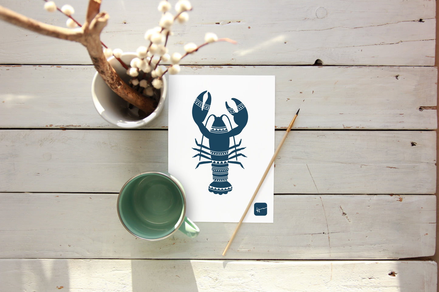 BLUE LOBSTER & THE SEA | Art Print