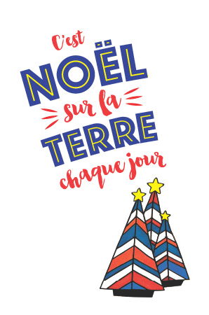 Acadian flag Christmas design with a french song lyric on it.