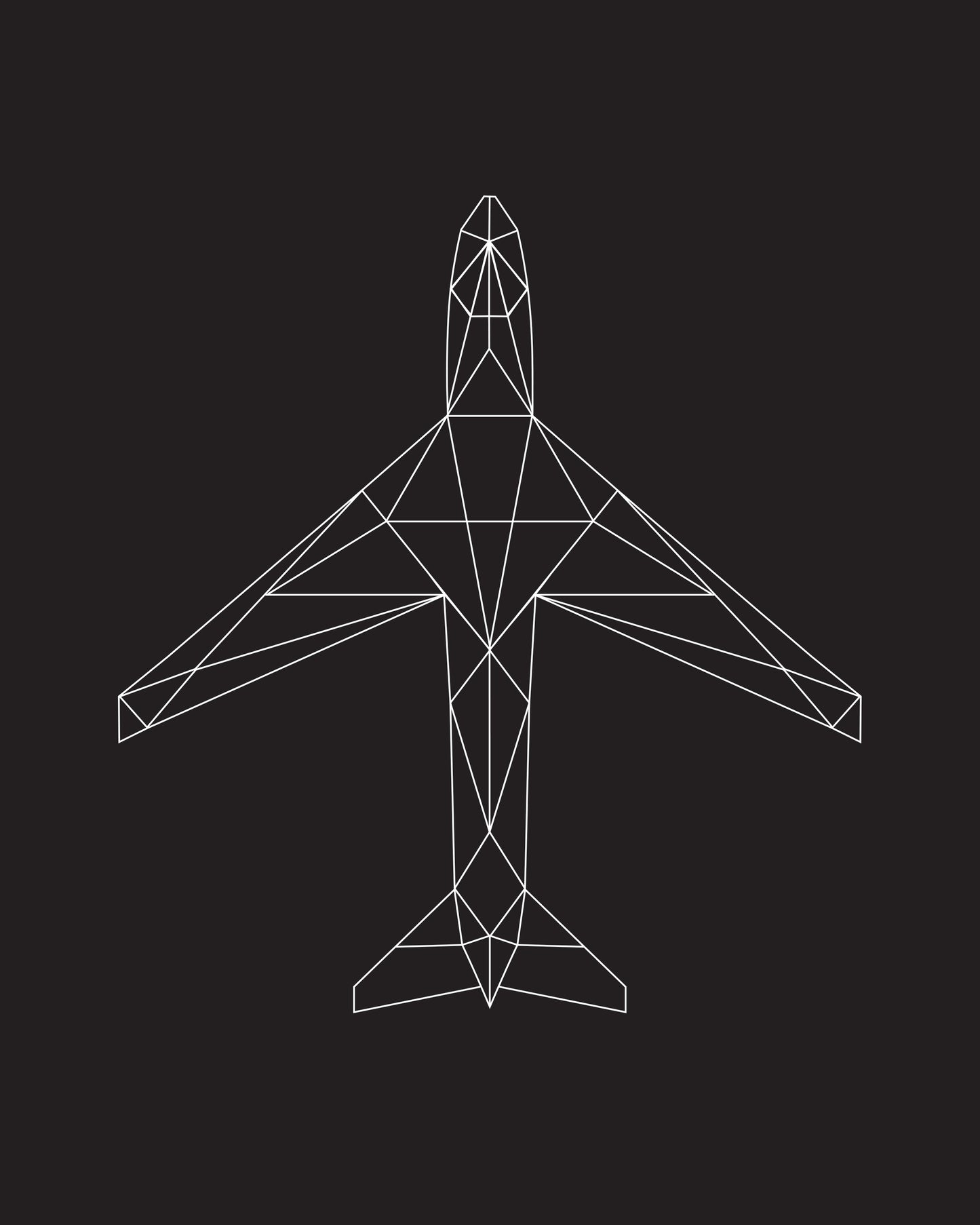 A geometric illustration of an aircraft.