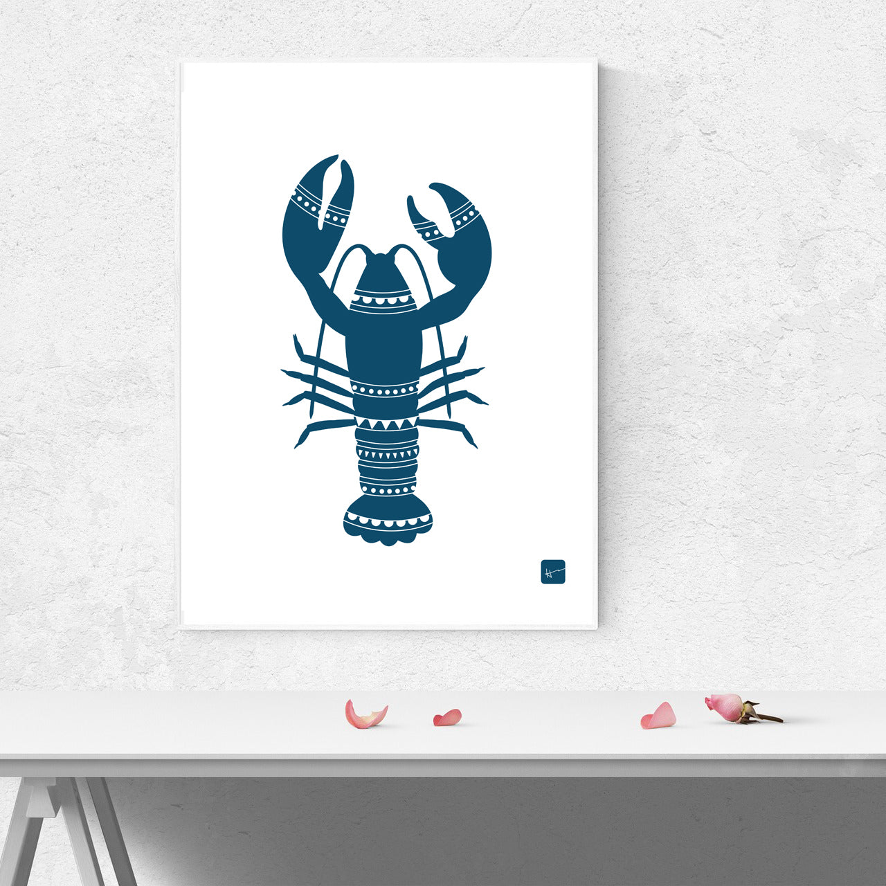 BLUE LOBSTER & THE SEA | Art Print