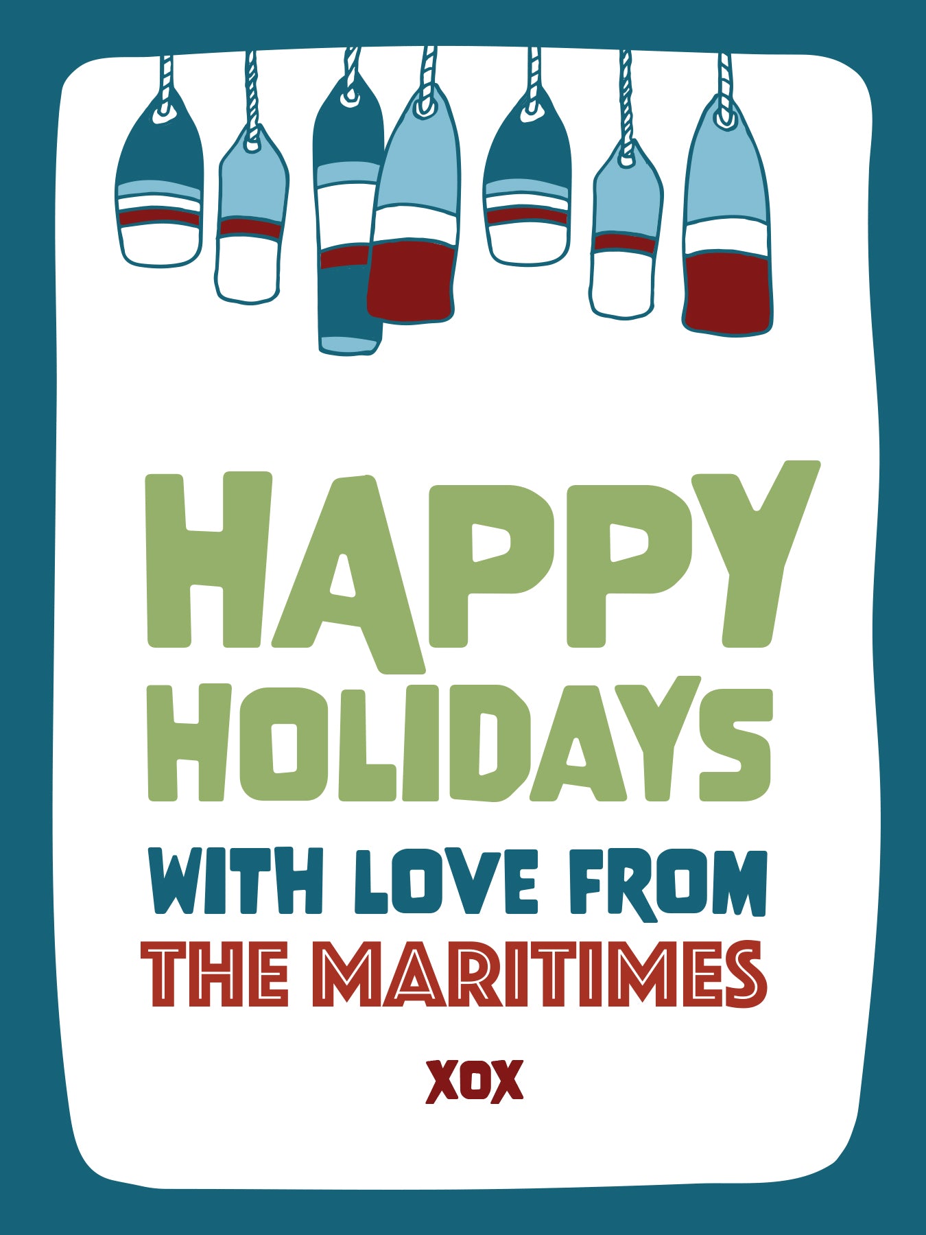 Happy Holidays With Love From the Maritimes | English Buoy Greeting Card