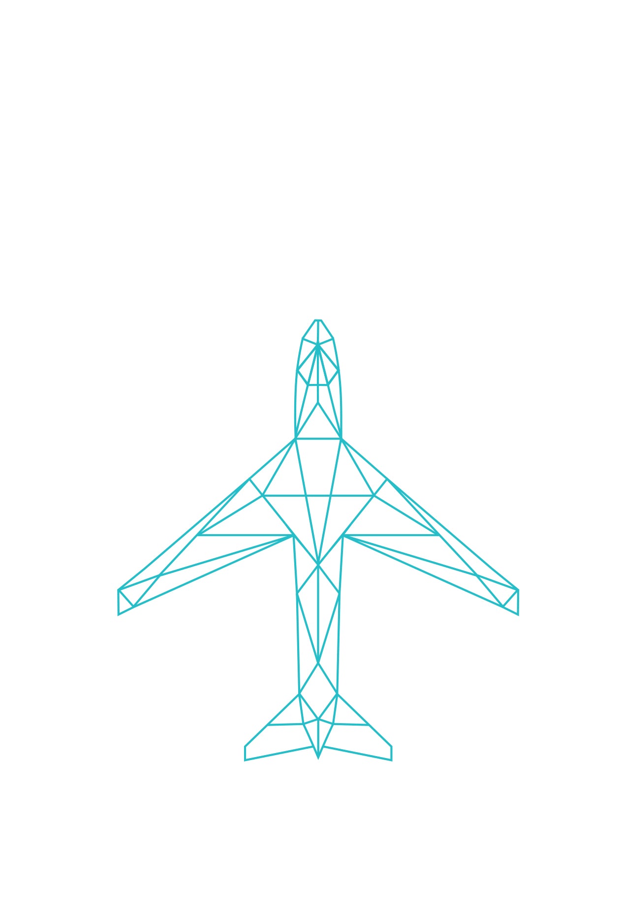 A geometric illustration of an aircraft.