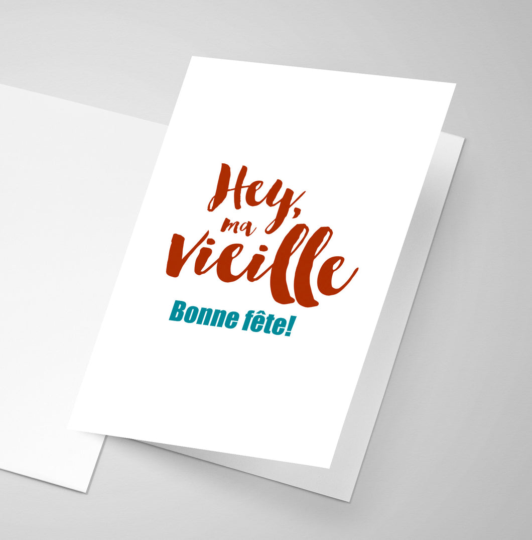 An Acadian birthday saying printed on the front of a greeting card.